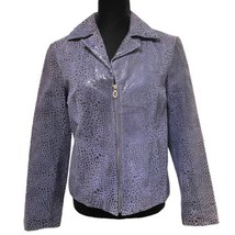 Steve Madden Leather Suede Jacket Purple Blue Snakeskin Pattern Size Medium - £51.15 GBP