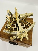 9&quot; Nautical Polished Brass Sextant Marine Collectible Ship Astrolabe With Box - £159.87 GBP