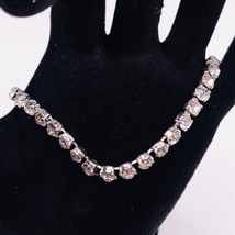 Vintage Rinestone Tennis Bracelet Silver Womens Estate Jewelry  - £11.62 GBP