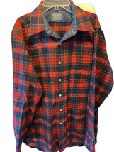 Pendleton Vintage Men’s M Red Plaid Long Sleeve Button Down Wool Flannel... - £38.65 GBP
