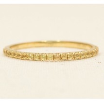 0.1CT Rund Gelb Saphir 14K Gelbgold Über Ehering Halber Ewigkeitsring - £153.82 GBP