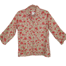 Liz Claiborne Linen Floral Button Up Top Size Medium - £20.30 GBP