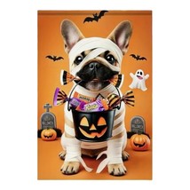 Halloween Garden Flag – 12” x 8” – French Bulldog Mummy with Candy &amp; Pum... - $222.38 MXN