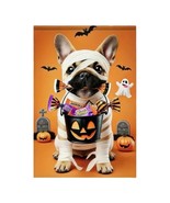Halloween Garden Flag – 12” x 8” – French Bulldog Mummy with Candy &amp; Pum... - $220.51 MXN