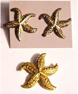 Vintage Avon Starfish Pierced Earrings Gold Tone &amp; Matching Pendant - £19.98 GBP