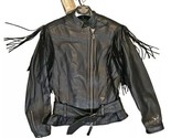 Harley Davidson Leather Fringe Jacket Womens Size XS Extra Small With Belt - $395.01