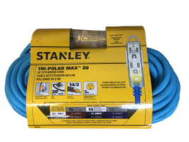 Tri-Polar Max 20&#39; Stanley Extension Cord 6.1m 14/3 AWG Cable Light Indicator - $7.99