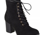 Journee Collection Women Combat Boots Baylor Block Heel Size US 6.5 Black - £24.13 GBP