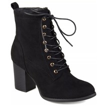 Journee Collection Women Combat Boots Baylor Block Heel Size US 6.5 Black - £24.32 GBP
