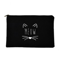 Hot Sale Cute Meow Print Women Makeup Bag Canvas Cosmetic Bags Fashion Kawaii Or - £9.52 GBP