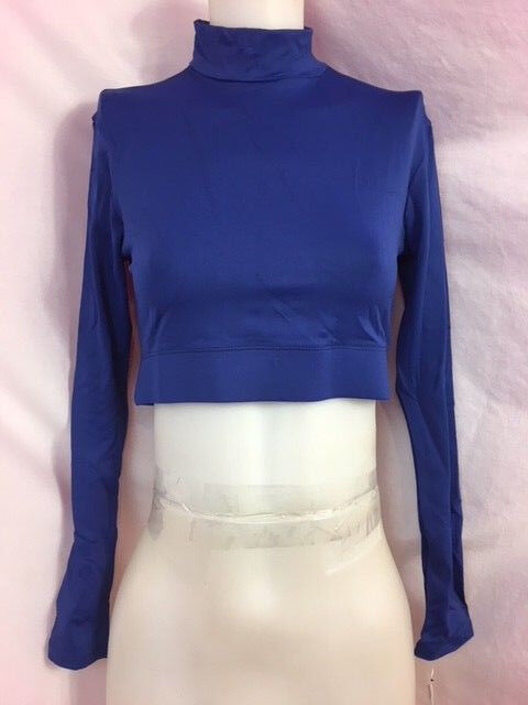Body Wrappers BW Prowear Cheer Pullover Turtleneck Crop, DRY Blue, Small... - $9.49
