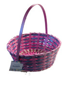 Wooden Pastel Multicolor Easter Decorative Basket W/Loose Handle 12 Inches - £25.85 GBP