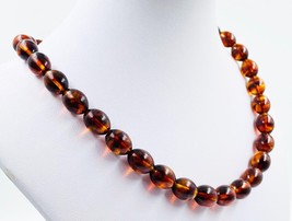 Amber Necklace Natural Baltic Amber Bead Necklace Kehribar Kolye  pressed - £76.84 GBP