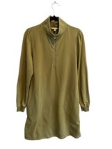 Garnet Hill Womens Quarter Zip French Terry Dress Green Long Sleeve Size M - £32.98 GBP