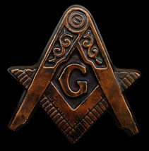 Freemason Masonic Lodge Symbol sculpture plaque in Dark Bronze Finish re... - $19.79