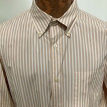 Banana Republic XL Orange Blue White Striped Long-Sleeve Cotton Shirt Cl... - £17.34 GBP