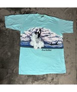 Vintage 80s Sea World Orca Graphic Print  T Shirt Blue Size L Onieta - $27.00