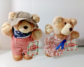 lot of 2 Wendy&#39;s Bears Farrell &amp; Hattie Furskin 7 inches tall 1986 with ... - £3.92 GBP