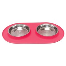 Messy Mutts Cat Double Feeder Silicone Red - £28.44 GBP