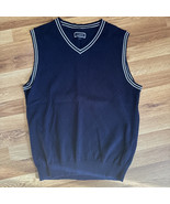 Men’s Club Room Sweater Vest, Blue 100% Cotton, V-neck, Size L - $24.61 CAD