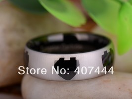 Free Shipping Hot Sales 8MM Black Domed Heats Designs Two Tone Men&#39;s Tungsten Ca - £30.94 GBP
