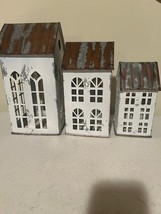House Candle Covers  in distressed White metal - SALE image 5