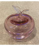 Vintage Blown Glass Pink Apple Paperweight Figurine 4&quot; tall - $27.33 CAD