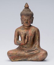 Buddha - Antico Khmer Stile Seduta Legno Statua di Buddha Teaching di Mudra - $179.27