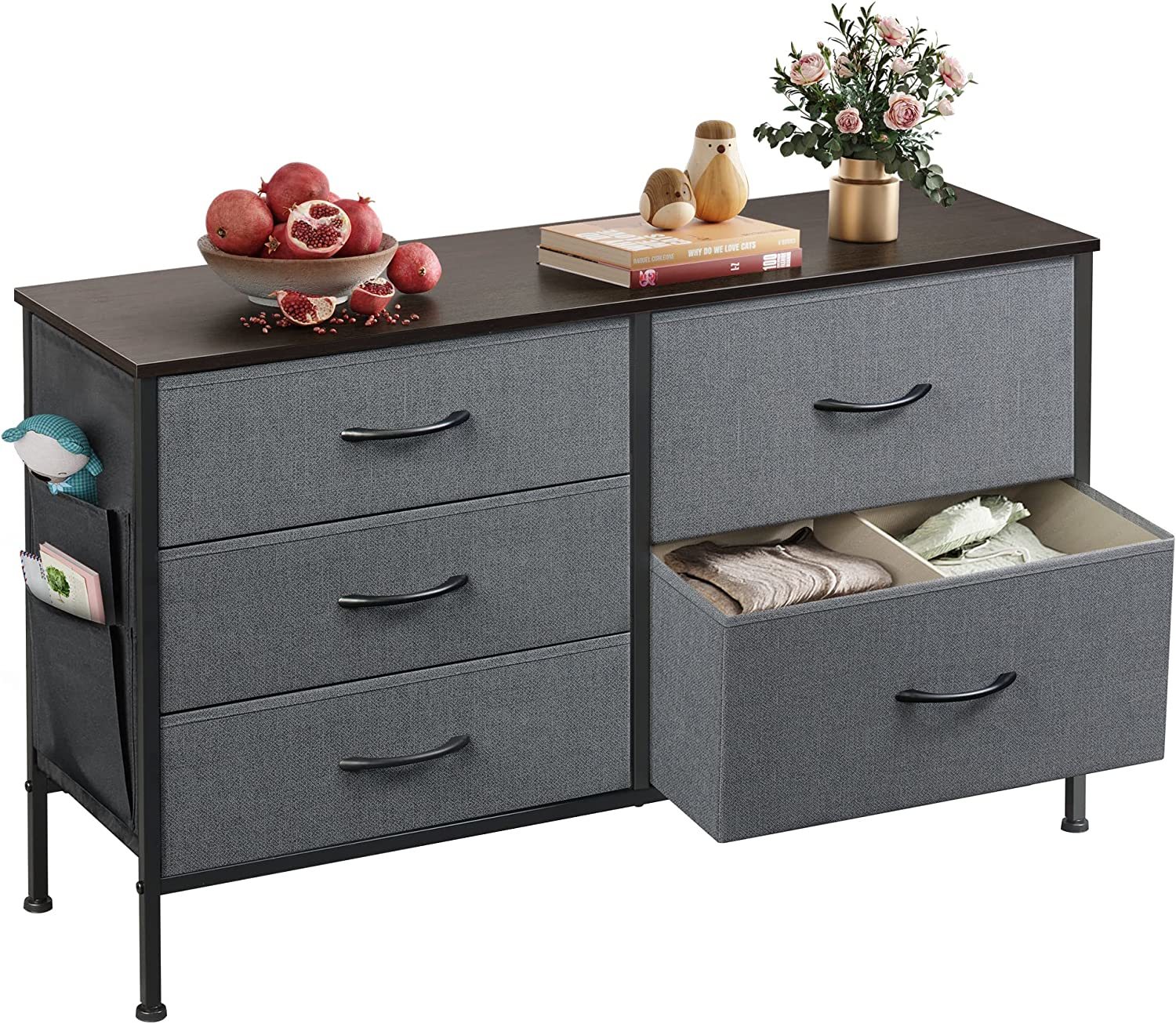 Dark Grey, Fabric Dresser For Living Room, Closet, Hallway, Nursery, Wlive - $77.96