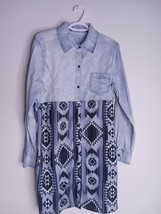 Crazy Train Aztec Denim Long Sleeve Button Up Dress Women&#39;s Size M - $349.83 MXN