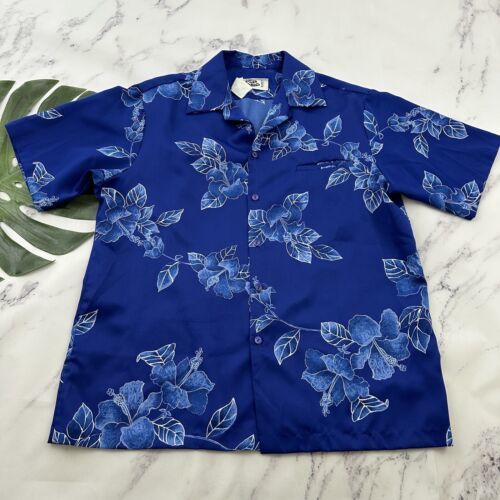 Primary image for Hilo Hattie Mens Vintage Hawaiian Shirt Size XL Blue Tropical Floral Aloha