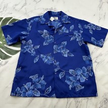 Hilo Hattie Mens Vintage Hawaiian Shirt Size XL Blue Tropical Floral Aloha - $29.69