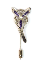 Vintage Gold Tone &amp; Purple Enamel Stick Pin - £7.04 GBP