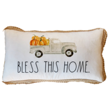 RAE DUNN Fall Pillow Bless This Home Farm Truck Pumpkins 24&quot;x14&quot; Used INVRM - $640.92 MXN