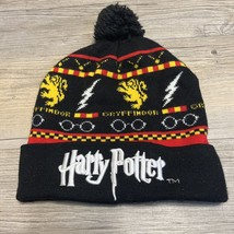 Harry Potter Gryffindor Cuffed Adult Black Beanie Stocking Hat Cap Winter - $7.66