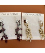 2 Pair Casual Corner Multicolor Studded Turkish Cluster Chandelier Earri... - £9.70 GBP