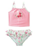 CROWN &amp; IVY TODDLERS GIRLS 2 PIECE FLAMINGO SWIM SUIT 2T, 3T, 4T BNWTS  - $16.99