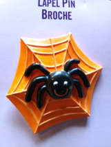 Smiling Halloween Black Spider In Web Brooch Lapel Pin Hallmark Vintage ... - $9.31