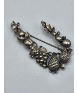 Guglielmo CINI Sterling Silver Raised Fruit Repousse Brooch - £50.92 GBP