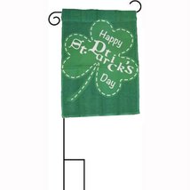 12x18 Happy St. Patrick&#39;s Day Three Leaf Clover Sleeved Garden 12&quot;x18&quot; Flag With - £14.10 GBP