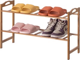 Bamboo Storage Shoe Rack, Free Standing Shoe Organizer Storage Rack (2 Tier) - $37.96