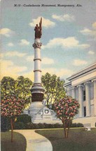 Confederate Monument Montgomery Alabama linen postcard - £5.05 GBP
