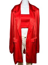 Fame and partners Two-Piece Jacket Women&#39;s 8 Medium Red 80&#39;s Retro Satin... - $38.32