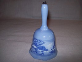 Blue Bell Winter Scene Horse Drawn Carriage Man Dog Snow Roof Silver Tip Handle - £7.95 GBP