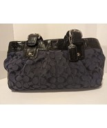 Coach Handbag Signature C Blue &amp;Black Leather W/ Chrome Accents No. G107... - £31.48 GBP