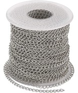 Silver Stainless Steel Curb Chain Link Roll Bulk Jewelry Supplies 4x3mm ... - £24.85 GBP