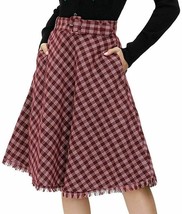 Women&#39;s Vintage Pleated Midi Skirts High Waist A-line Flared Skirts Pock... - £15.85 GBP