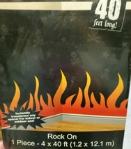 40ft Roll ROCK ON Party Scene Setter Room Wall Decoration - Skull &amp; Flames - $9.74