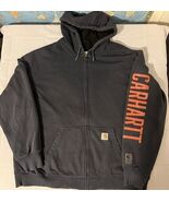 Carhartt Rain Defender Spell Out Hoodie Men XL  Loose Fit Thermal Lined ... - €25,59 EUR