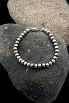 Vintage Signed SKF Mexico Sterling Silver Ball Bead Beaded Bracelet 7.75&quot; - £66.94 GBP